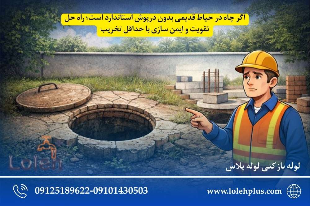 اگر چاه در حیاط قدیمی بدون درپوش استاندارد است؛ راه حل تقویت و ایمن سازی با حداقل تخریب